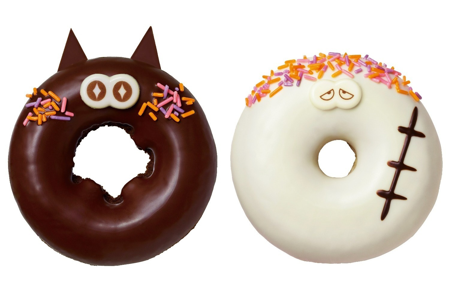 ミスドから“おばけ”のハロウィーン限定ドーナツ、「まっくろチョコねこ」や「まっしろフランケン」