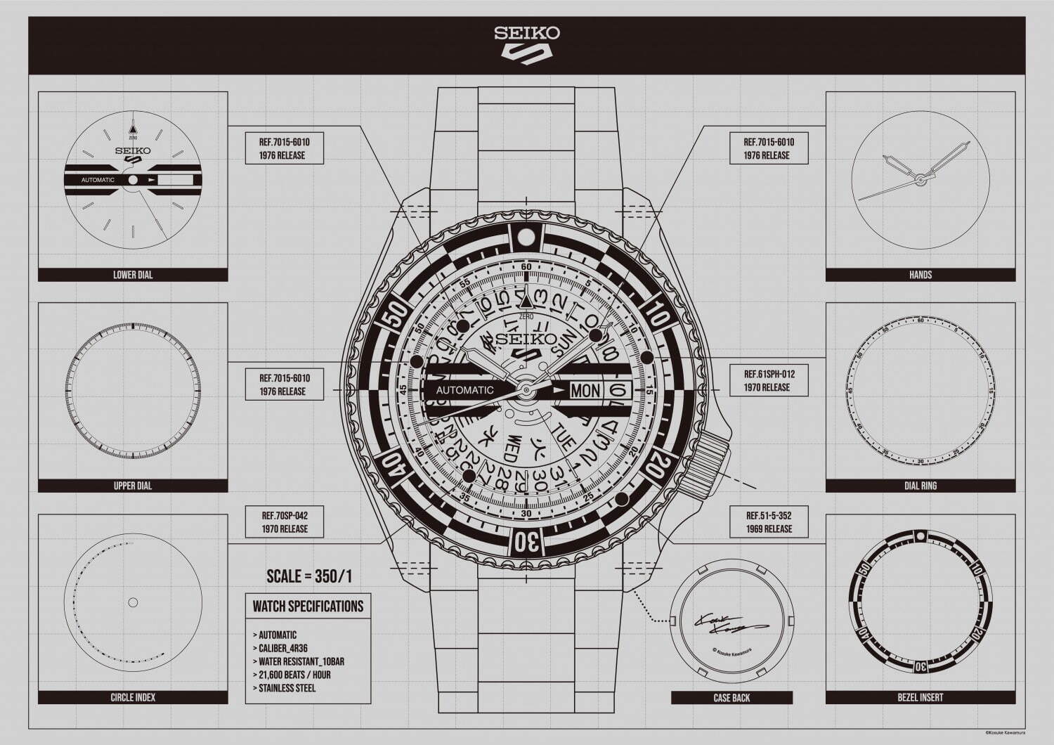 セイコー 5スポーツ×河村康輔“コラージュ”ダイヤルの腕時計、アーカイブモデルから着想｜写真9