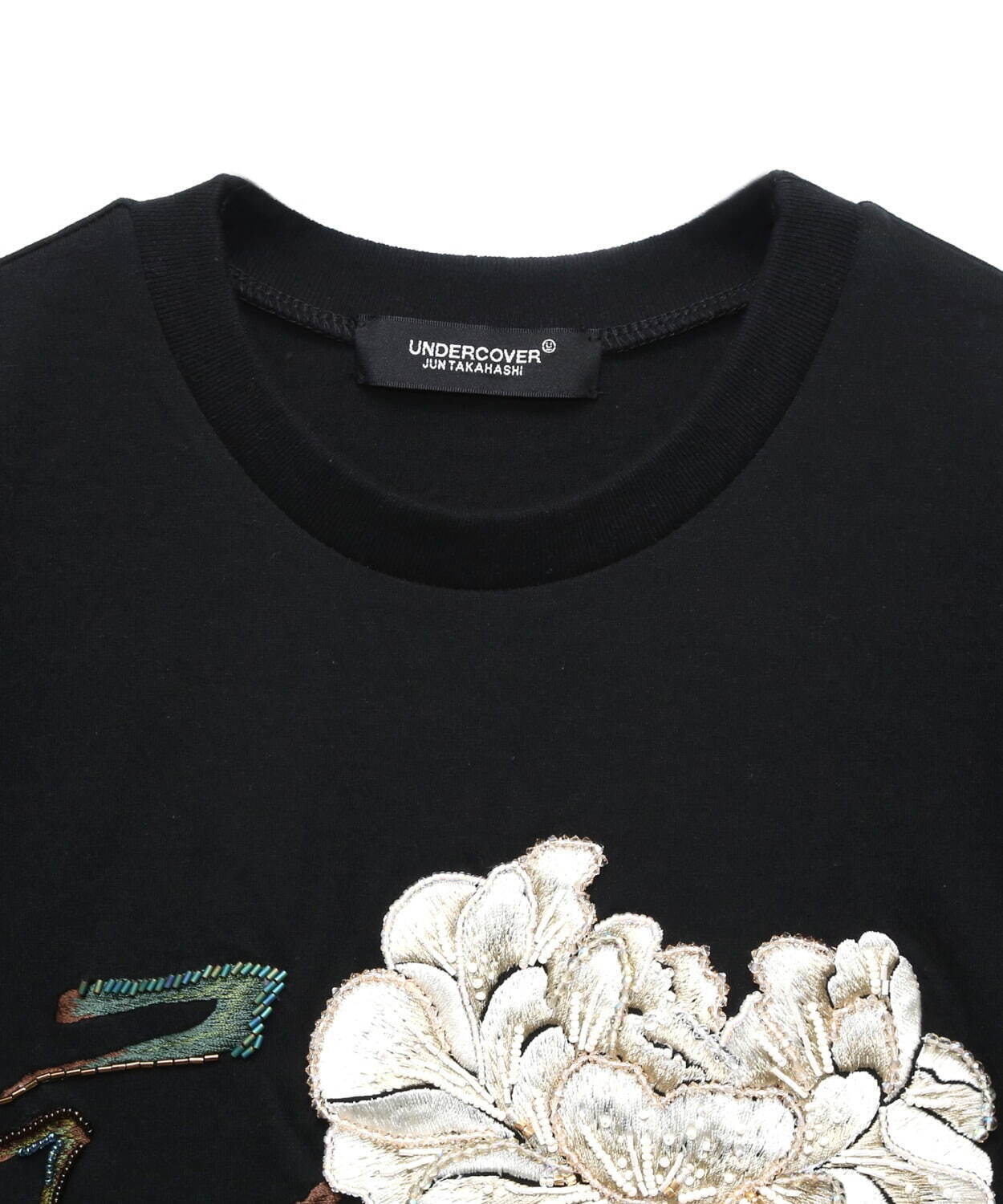 アンダーカバー新作“花・鳥・蝶”のビーズ刺繍Tシャツ、猫の 