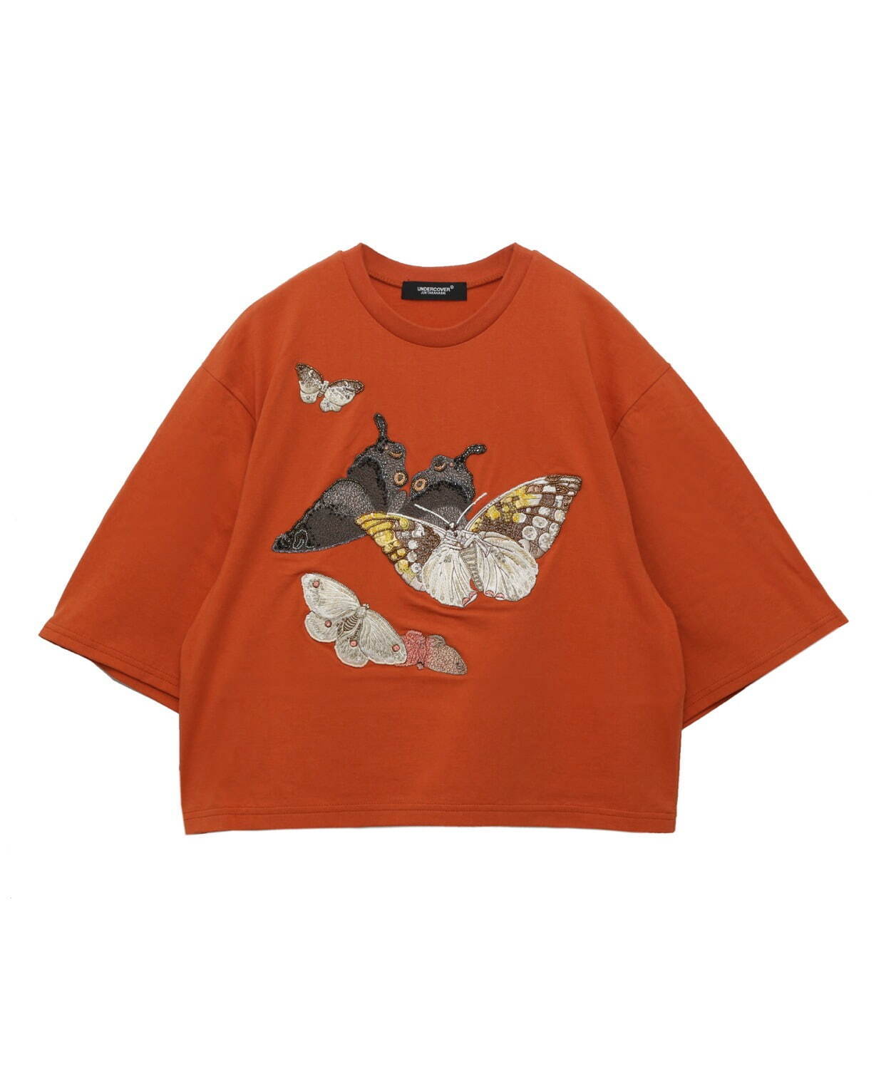 アンダーカバー新作“花・鳥・蝶”のビーズ刺繍Tシャツ、猫の 