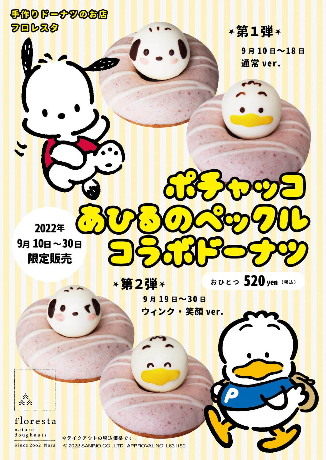 サンリオ“ポチャッコ＆あひるのペックル”がドーナツに！全国フロレスタから｜写真3