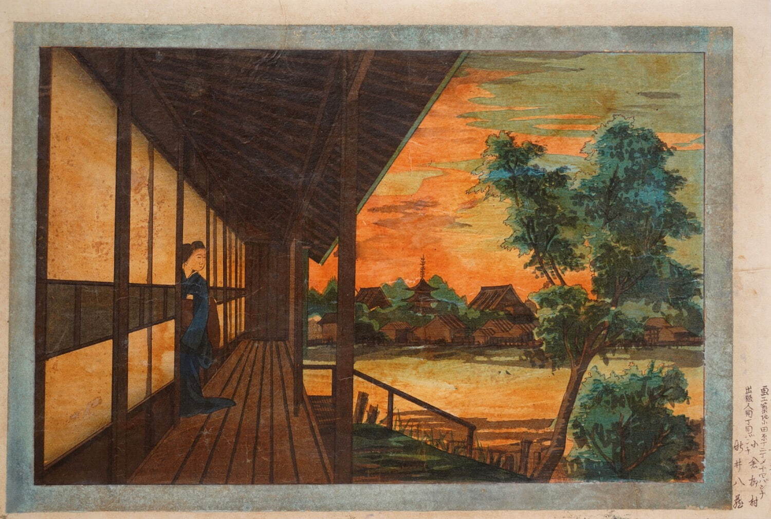 小倉柳村《向嶋八百松楼之図》個人蔵［前期展示］※ニス引き