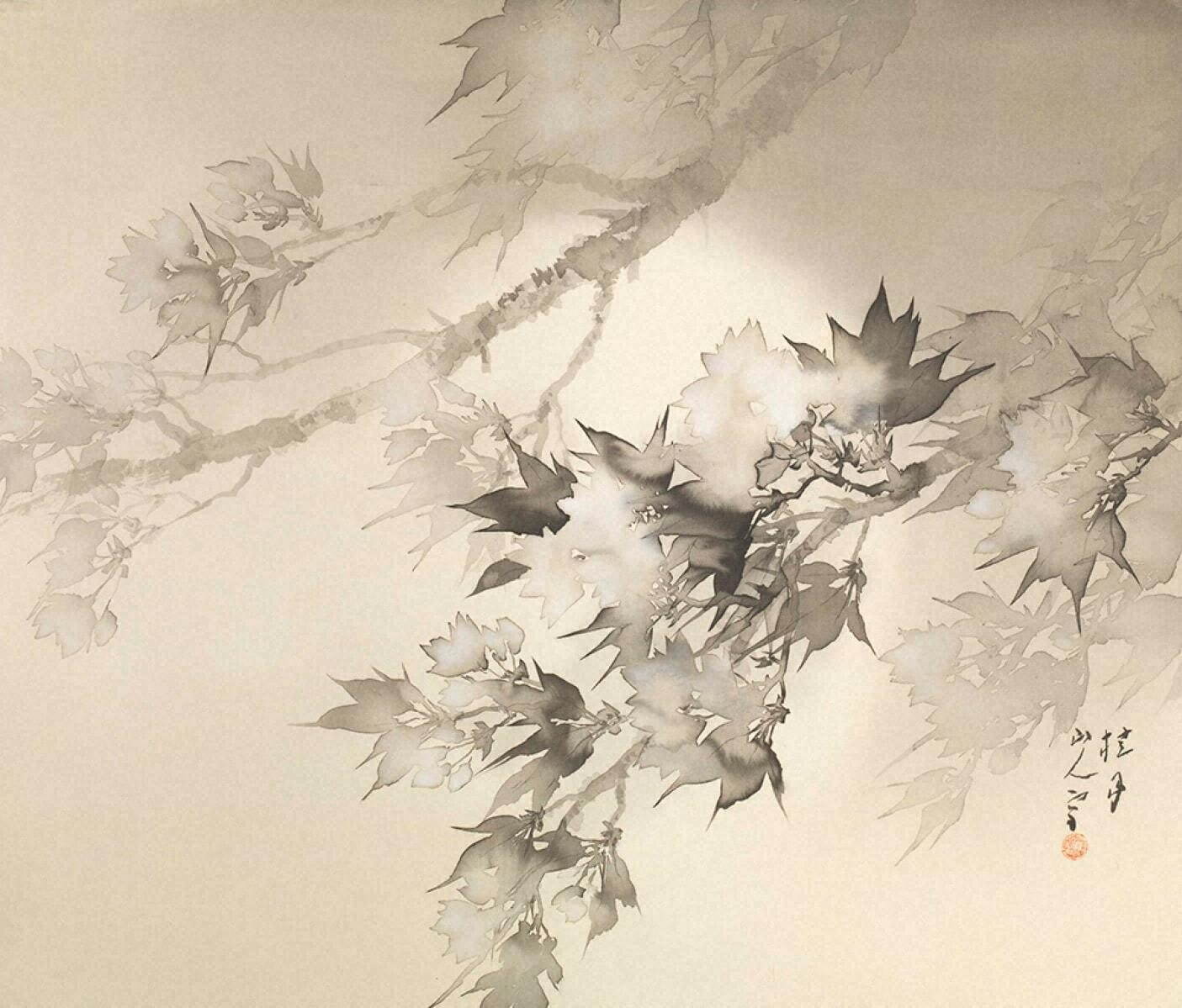 松林桂月《春宵花影》昭和時代前期 20世紀中頃 岡田美術館蔵