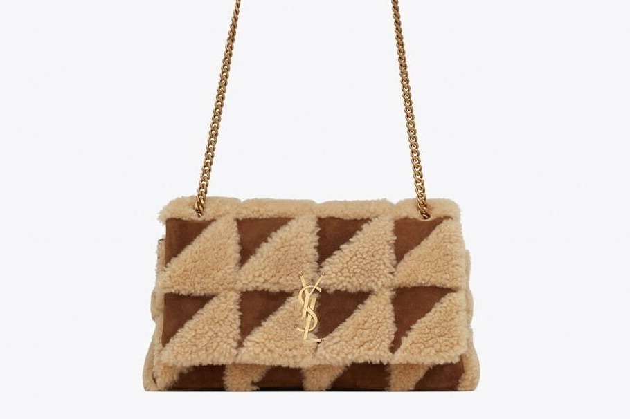 サンローラン22年秋冬「シアリング バッグ」“ふわもこ”素材の幾何学パッチワークバッグなど