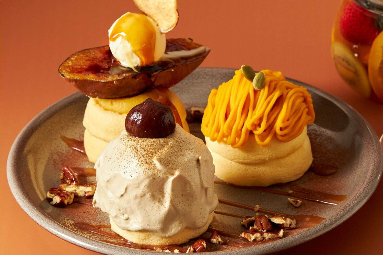 ブランチ｜フリッパーズの秋限定「奇跡のパンケーキ いもくりかぼちゃ」3種のモンブランパンケーキを一度に堪能