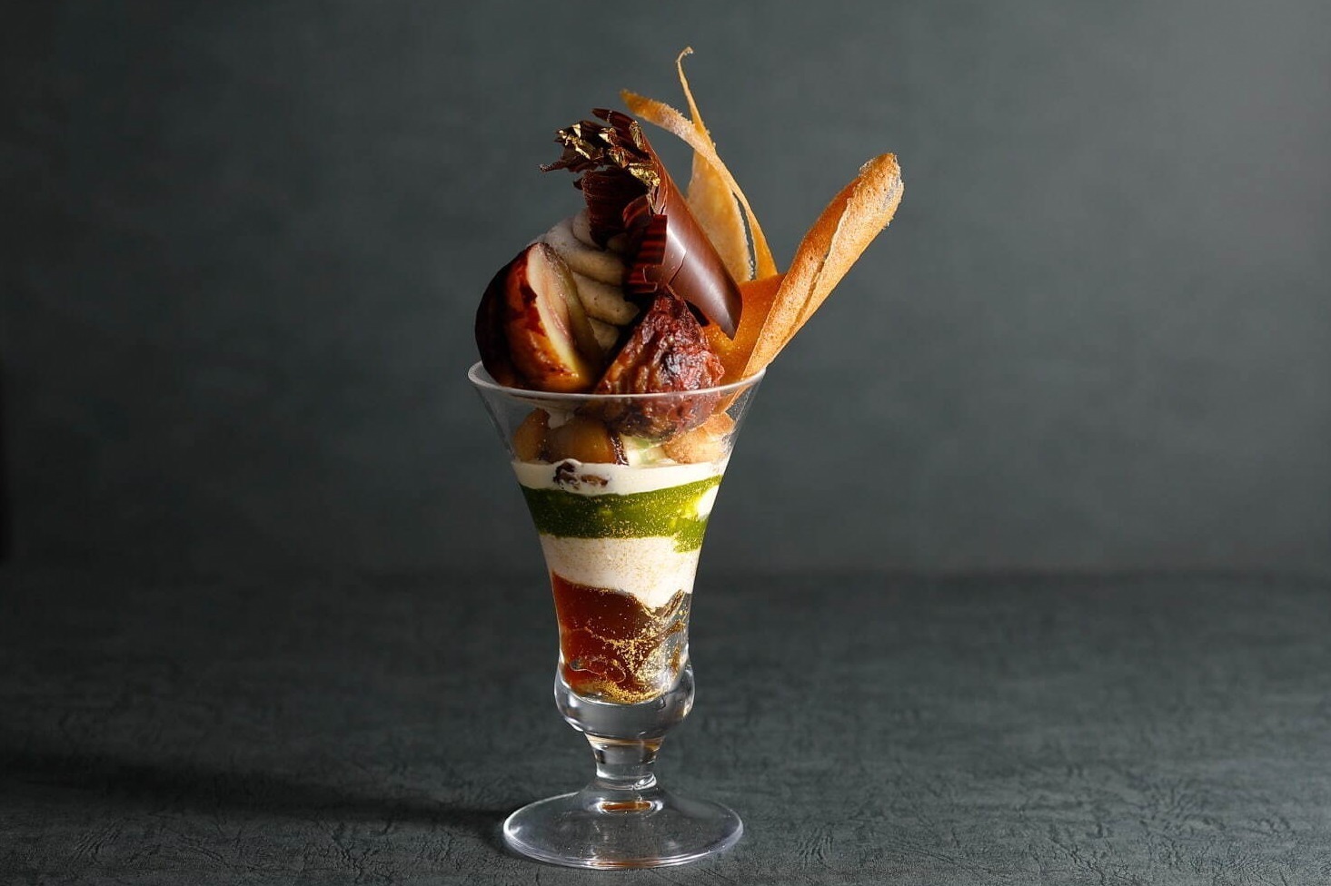 資生堂パーラー“丹波栗＆日本茶”の和風パフェ、ほうじ茶×玄米茶で