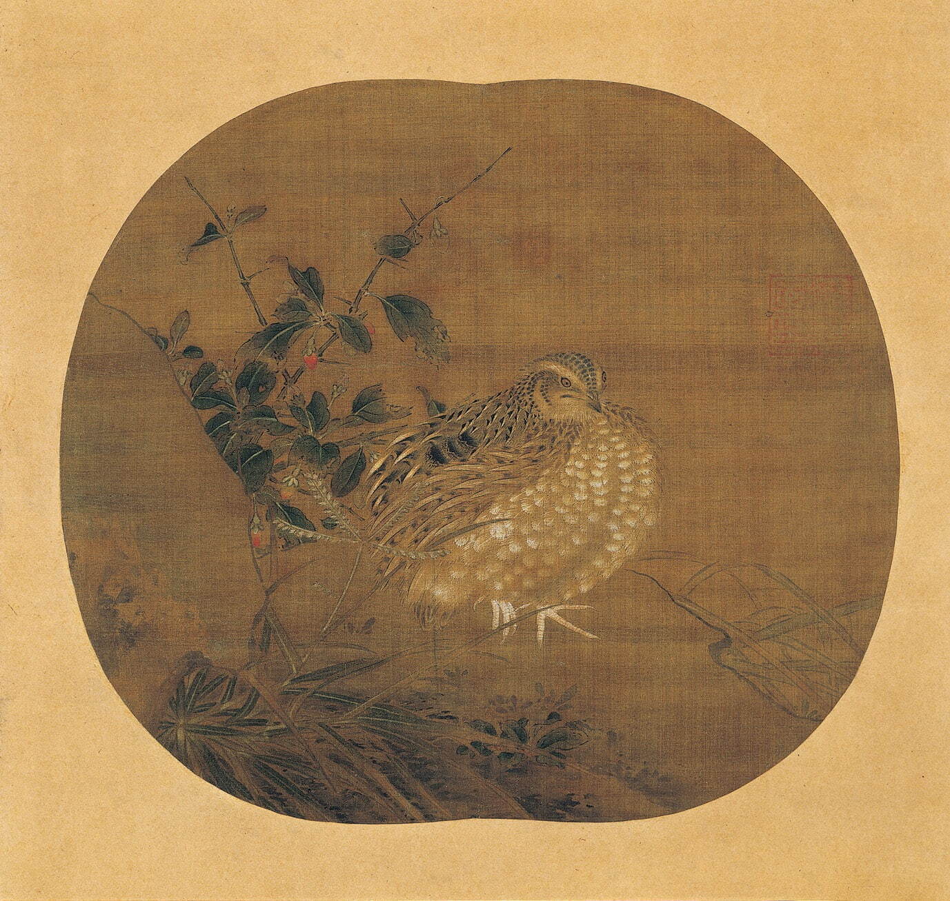 国宝《鶉図》李安忠(伝) 中国・南宋時代 12～13世紀 根津美術館蔵
［前期展示(11月3日(木・祝)～11月20日(日))］