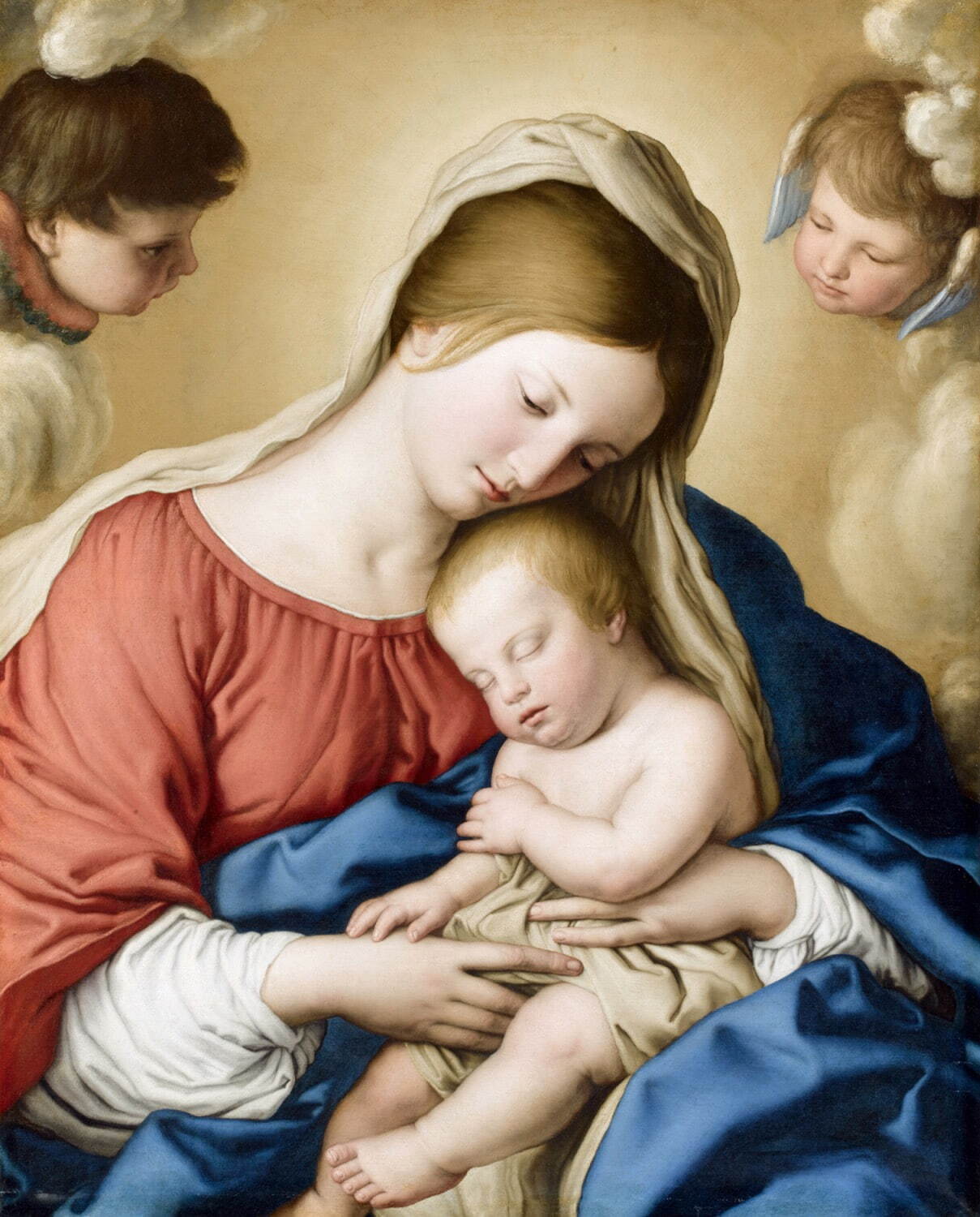 サッソフェラート(本名 ジョヴァンニ・バッティスタ・サルヴィ)《眠る幼子イエス》1640-1685年頃 油彩／カンヴァス 77×61cm パリ、ルーヴル美術館
Photo © RMN-Grand Palais (musée du Louvre) / Stéphane Maréchalle / distributed by AMF-DNPartcom