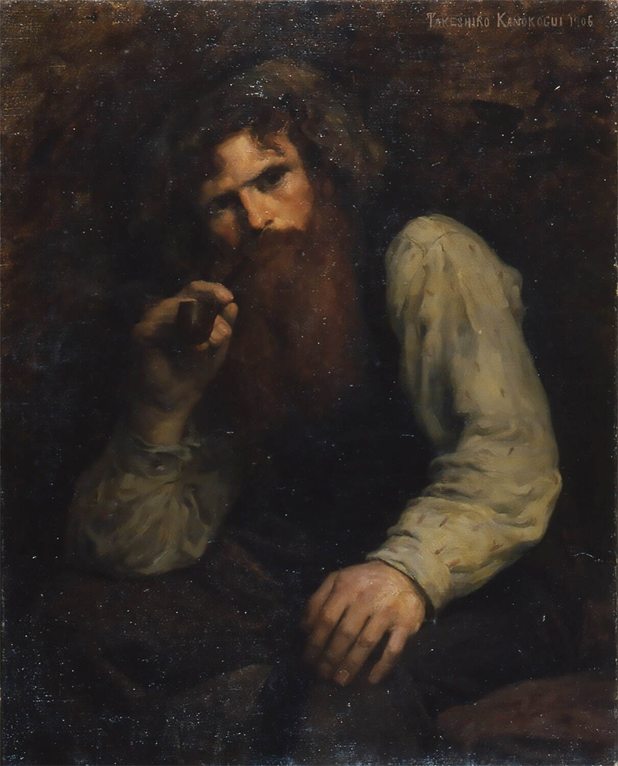 鹿子木孟郎《パイプを持つ男》1906年(明治39年) 油彩、キャンバス 和歌山県立近代美術館蔵