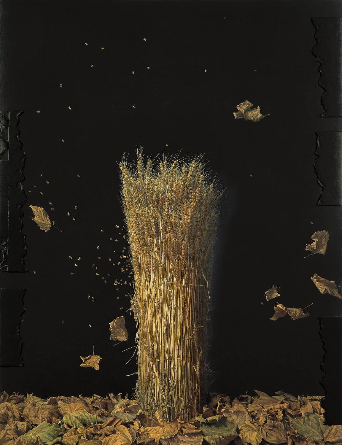 野田弘志《黒い風景 其の参》1973年 油彩・板・麻布 豊橋市美術博物館