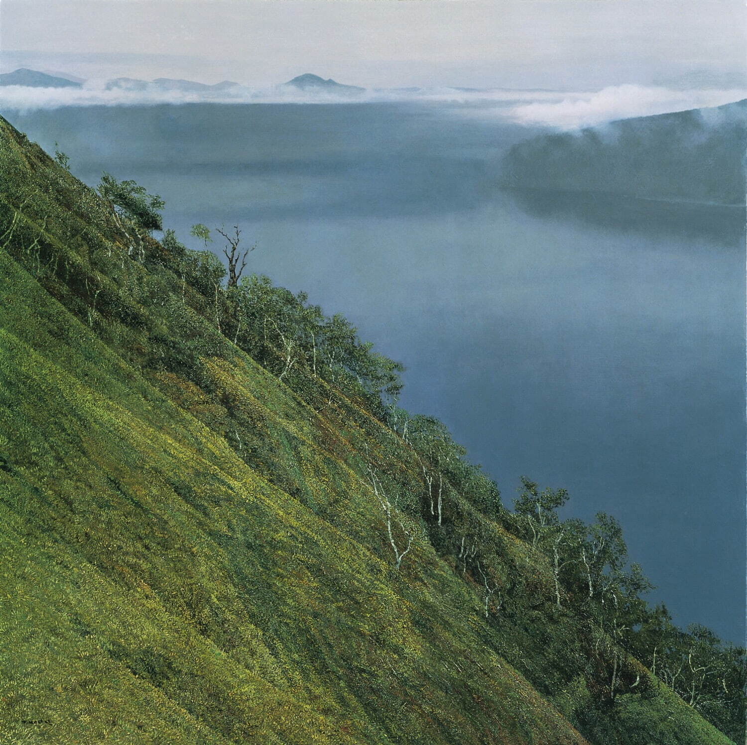 野田弘志《摩周湖・霧》1996年 油彩・カンヴァス ウッドワン美術館