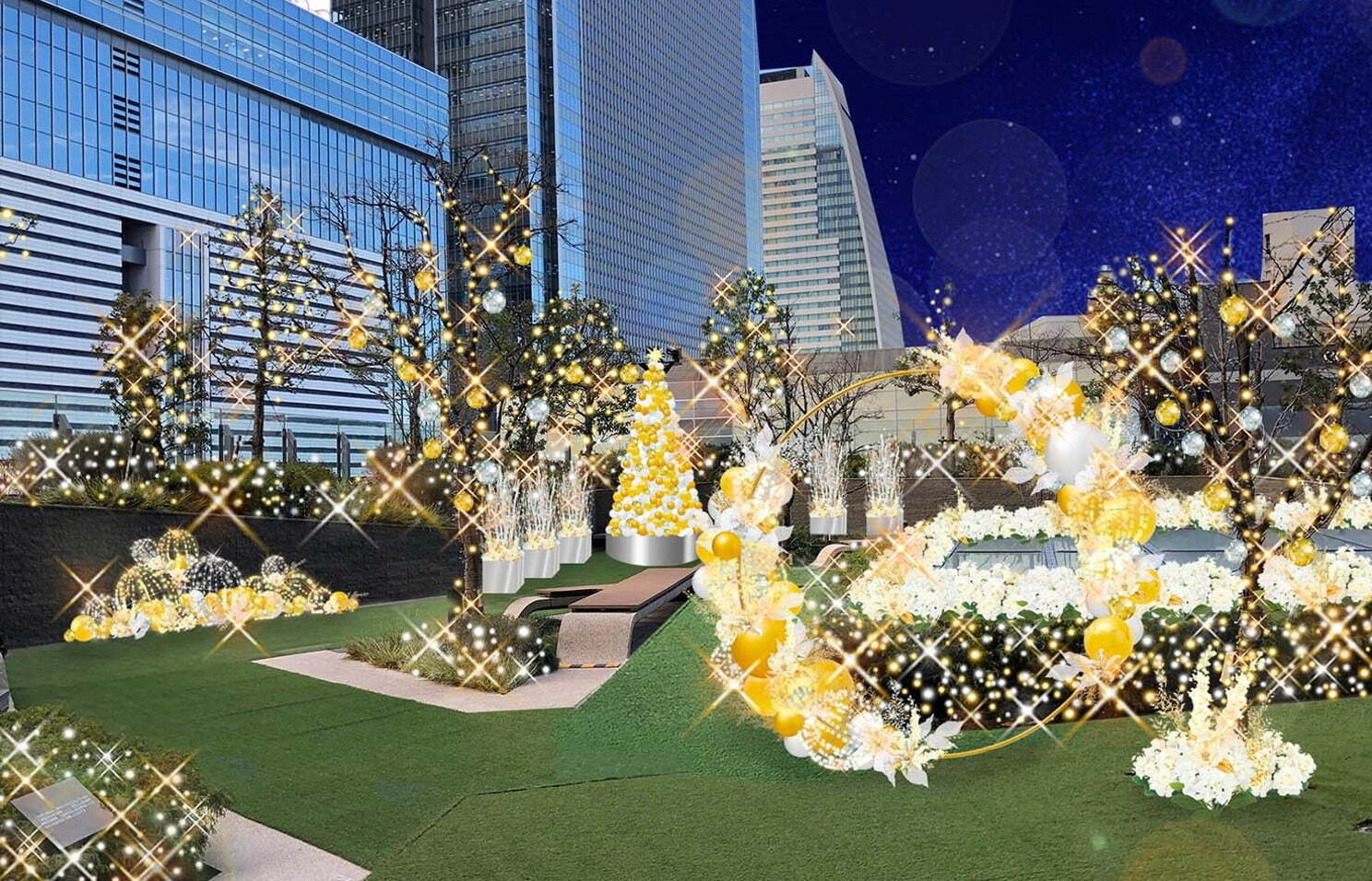 大名古屋ビルヂングのクリスマスイルミネーション、10万球のライト＆時間で光が変化するツリー｜写真1