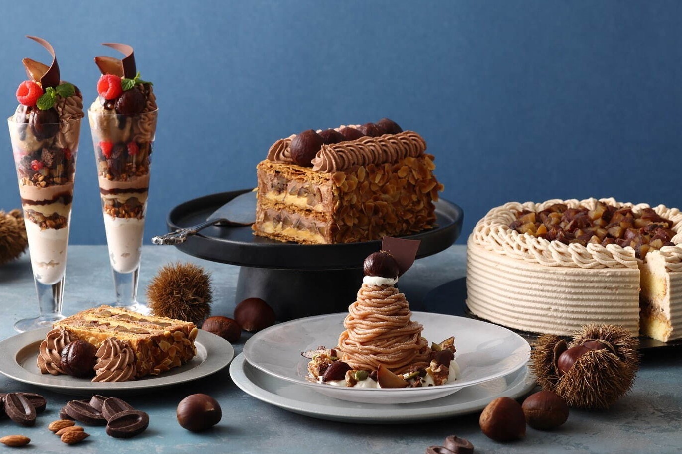 キハチ カフェ冬限定「ショコラマロン」スイーツ、“渋皮栗×ショコラ”のパフェやマロンパイなど