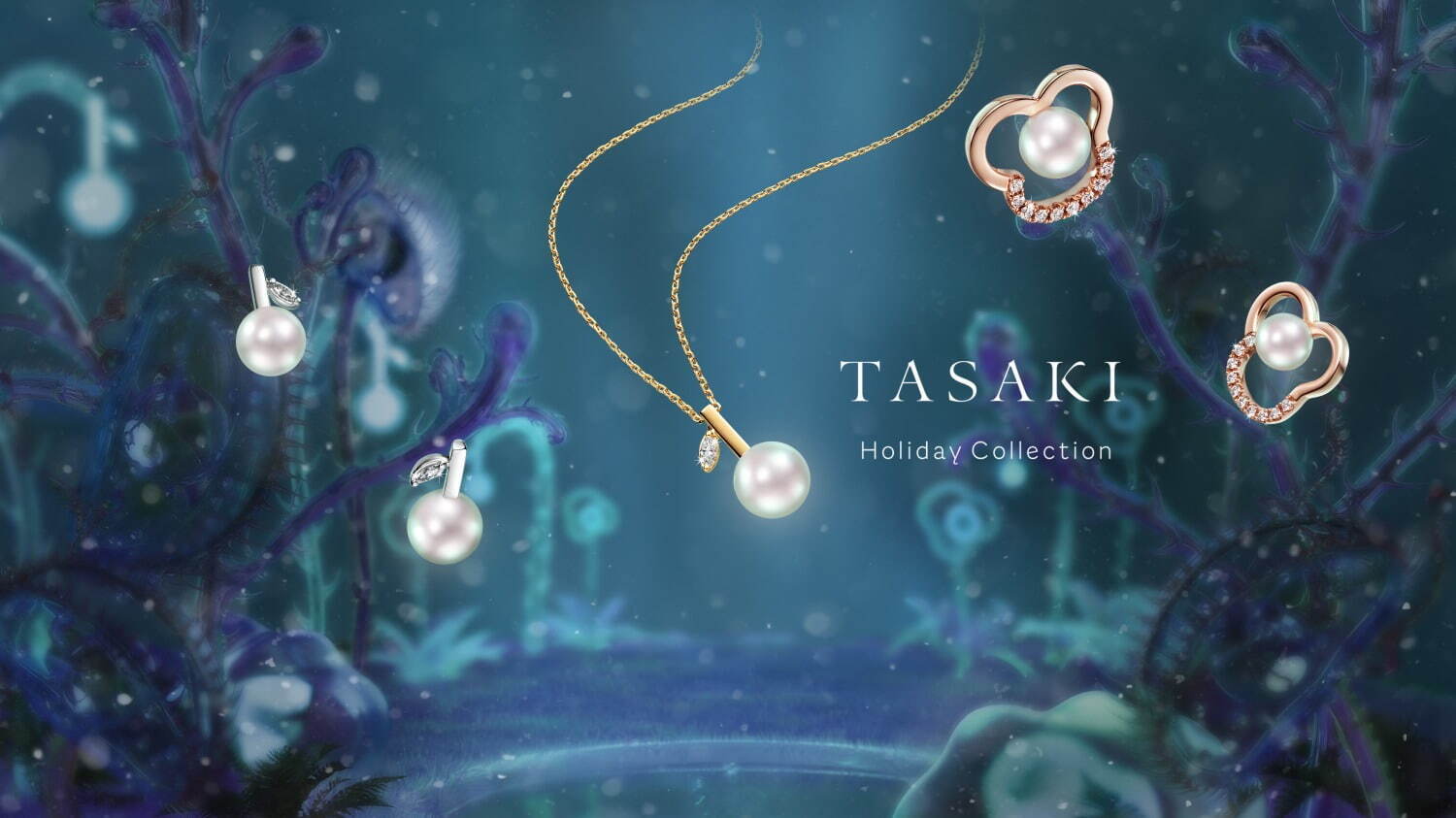 TASAKIの22年クリスマスジュエリー、オーナメント着想のパールペンダントや花モチーフのリング｜写真2