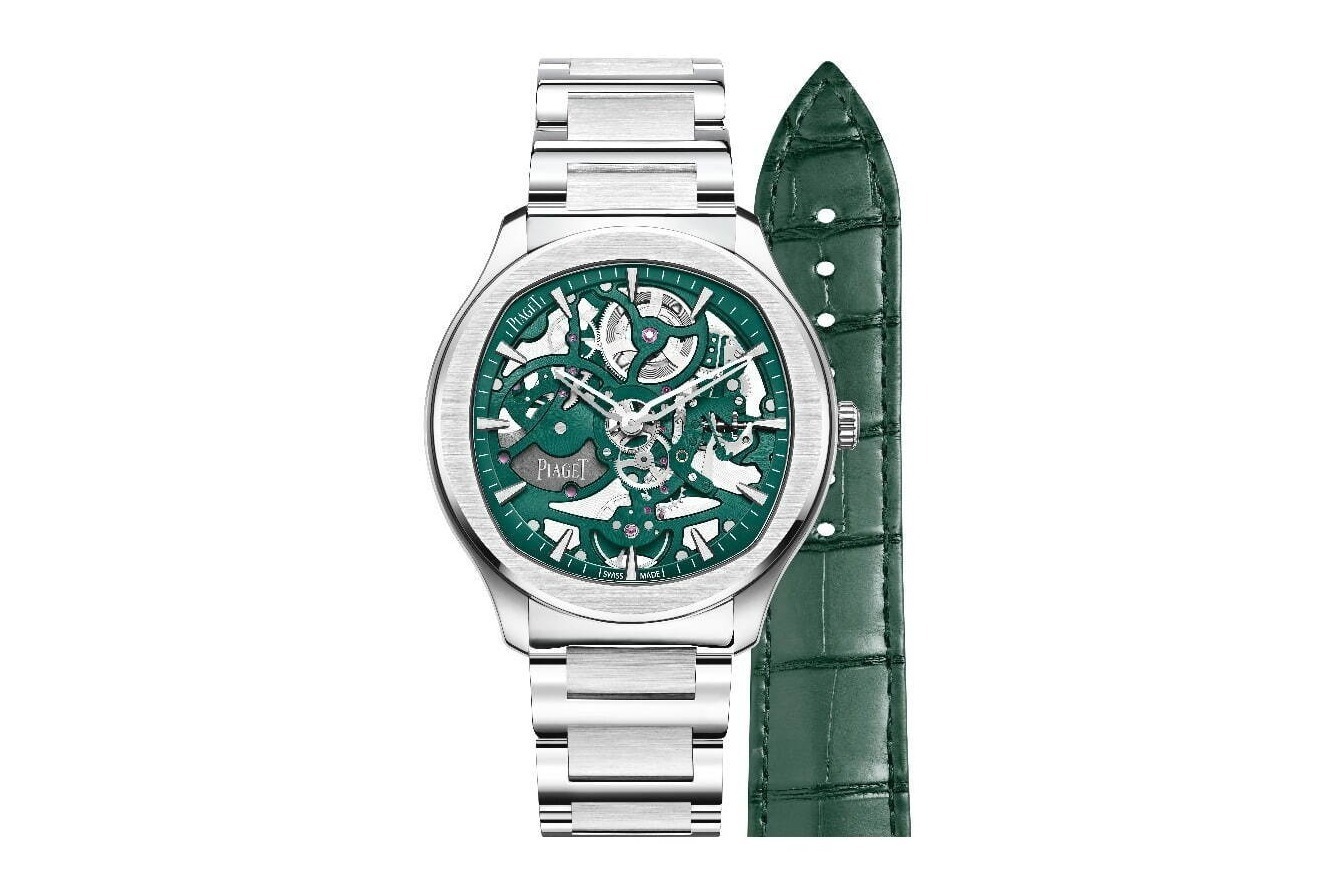 ピアジェのスケルトンウォッチ「ポロ スケルトン」に新色、生命力あふれるグリーンカラーの腕時計