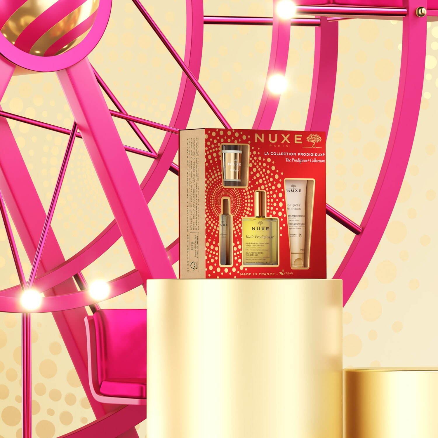 ニュクス2022年クリスマスコフレ、マルチ美容オイルコフレ＆“ゴールドのラメ入り”ミニオイルセット｜写真1