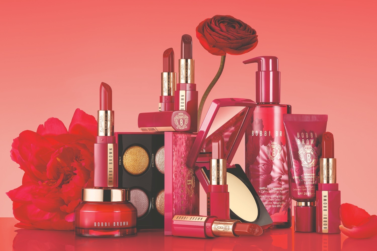 ボビイ ブラウン23年春コスメが限定“ピオニーレッド”デザインに、人気リップ＆復刻色入りアイパレ