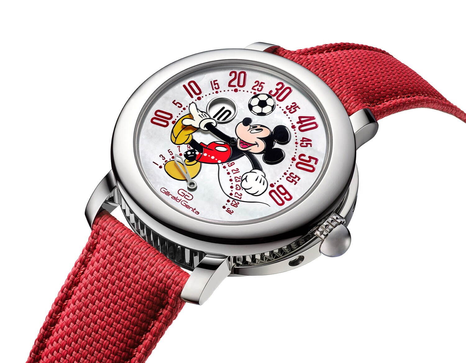 ブルガリ”サッカーをするミッキーマウス”を描いた新作腕時計、ミッキーマウスの腕の分針｜写真2