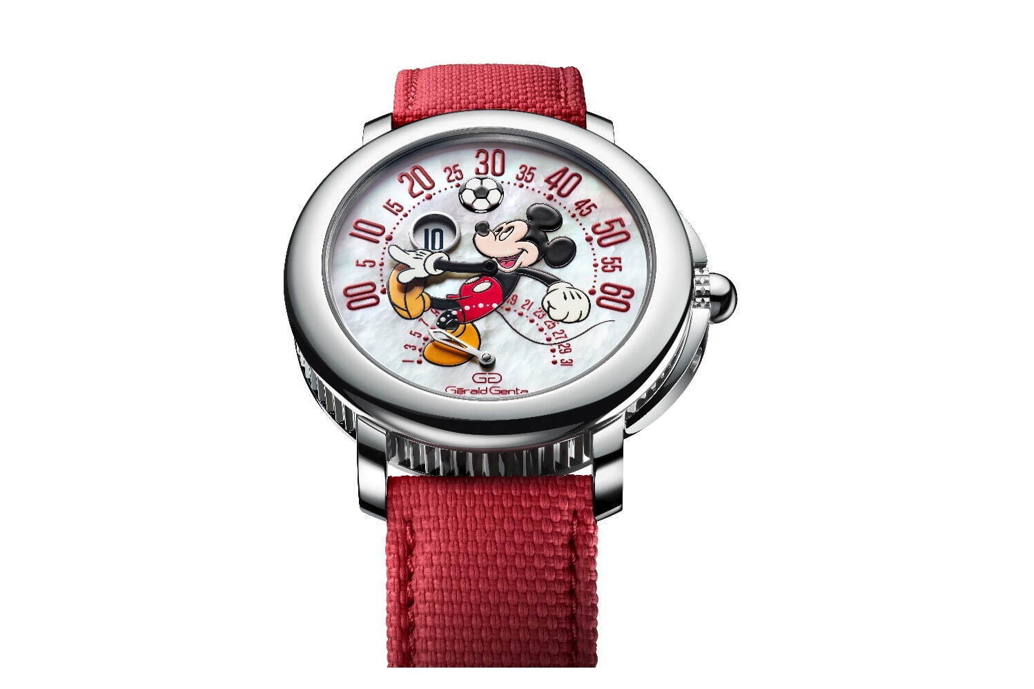 ブルガリ”サッカーをするミッキーマウス”を描いた新作腕時計、ミッキーマウスの腕の分針｜写真3