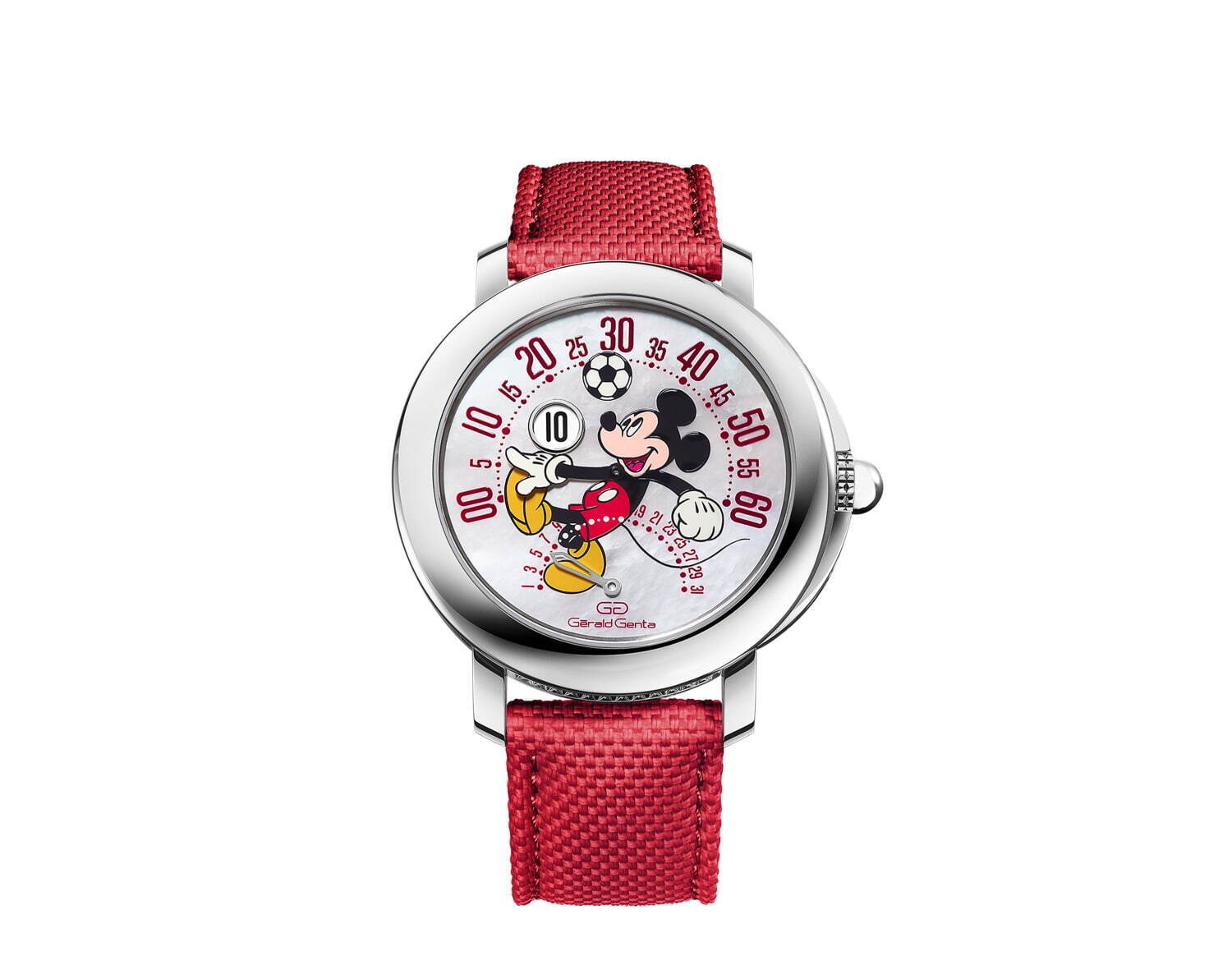 ブルガリ”サッカーをするミッキーマウス”を描いた新作腕時計、ミッキーマウスの腕の分針｜写真1