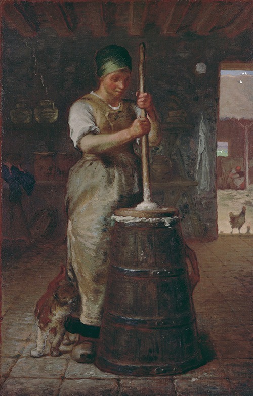 ジャン＝フランソワ・ミレー 《バター作りの女》 1870年、吉野石膏株式会社(山形美術館に寄託)