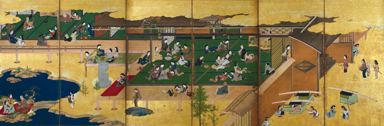 《邸内遊楽図屏風》日本・江戸時代 17世紀 根津美術館蔵