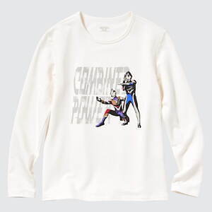 ファッションなデザイン ユニクロ×ウルトラマンのキッズ用ヒートテックTシャツ トップス