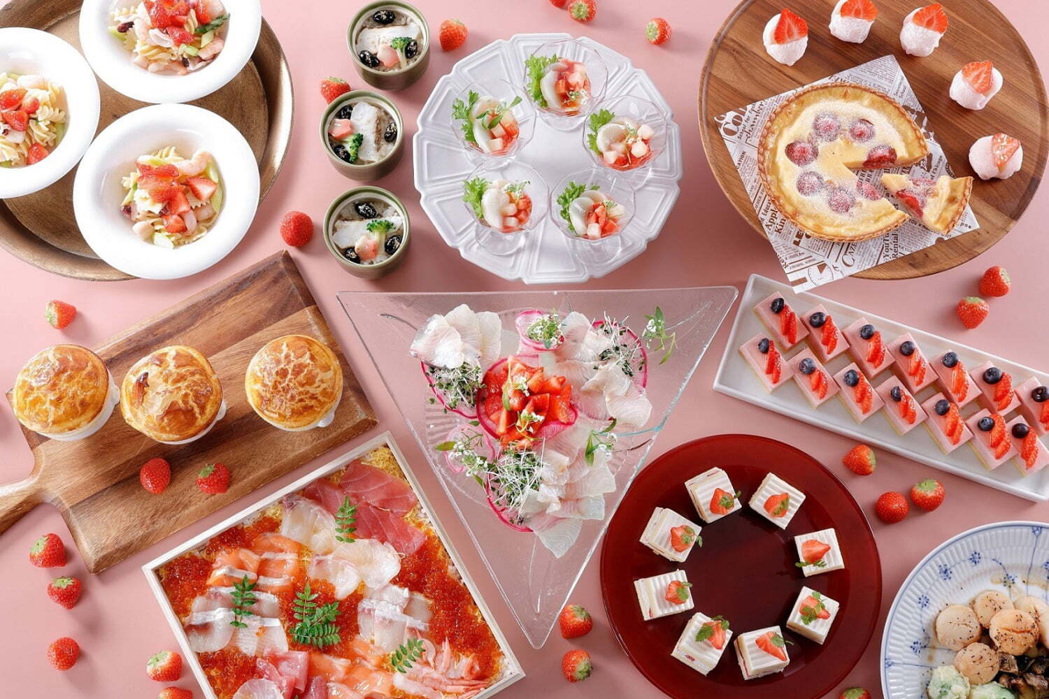 デザートビュッフェ｜ウェスティン都ホテル京都“苺スイーツ×シーフード”のブッフェ、クレープや海鮮ちらしずし