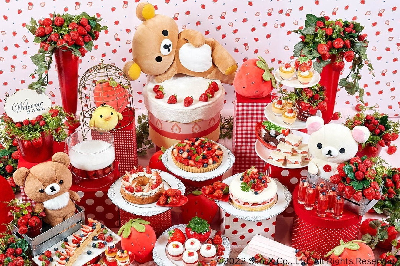 デザートビュッフェ｜京王プラザホテル“リラックマのストロベリーパーティ”着想の苺ブッフェ、クッキーサンドやタルト