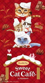 ネコ型紅茶ティーバッグ「キャットカフェ」冬限定チョコフレーバー、ハートの瞳“パティシエネコ”イラスト｜写真6