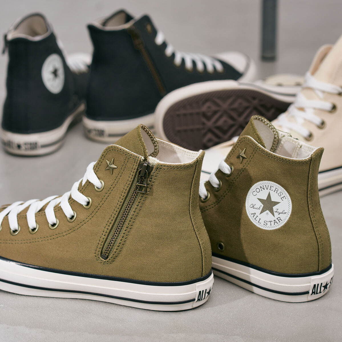 converseオールスター、スタッズ、ハイカット