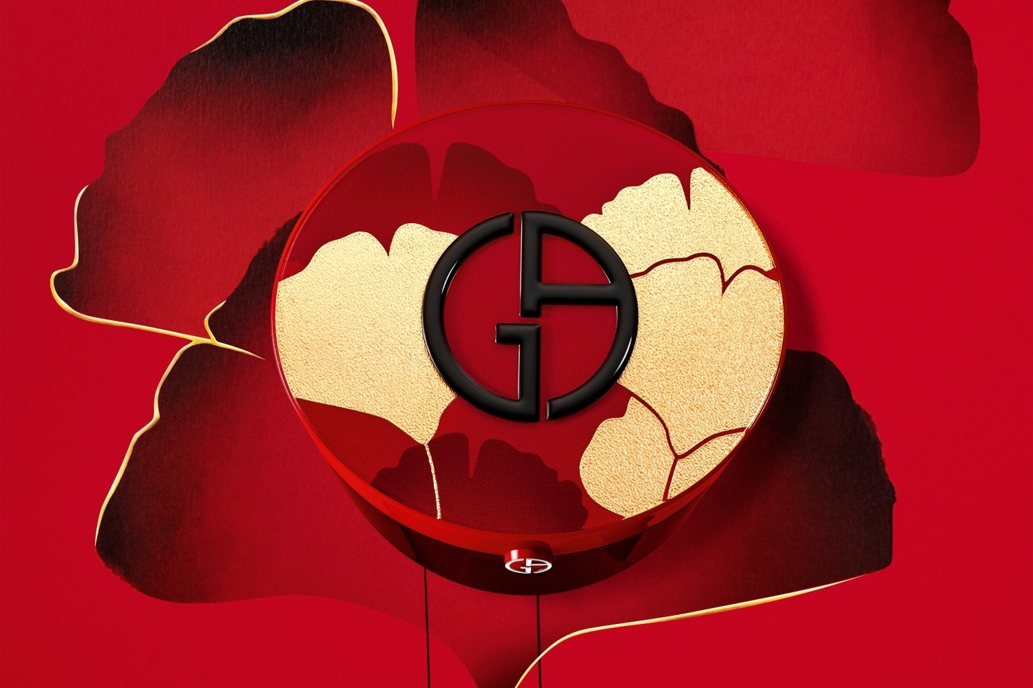 アルマーニ ビューティ23年春ベースメイク、人気ファンデに“金箔煌めく”イチョウ柄の限定デザイン