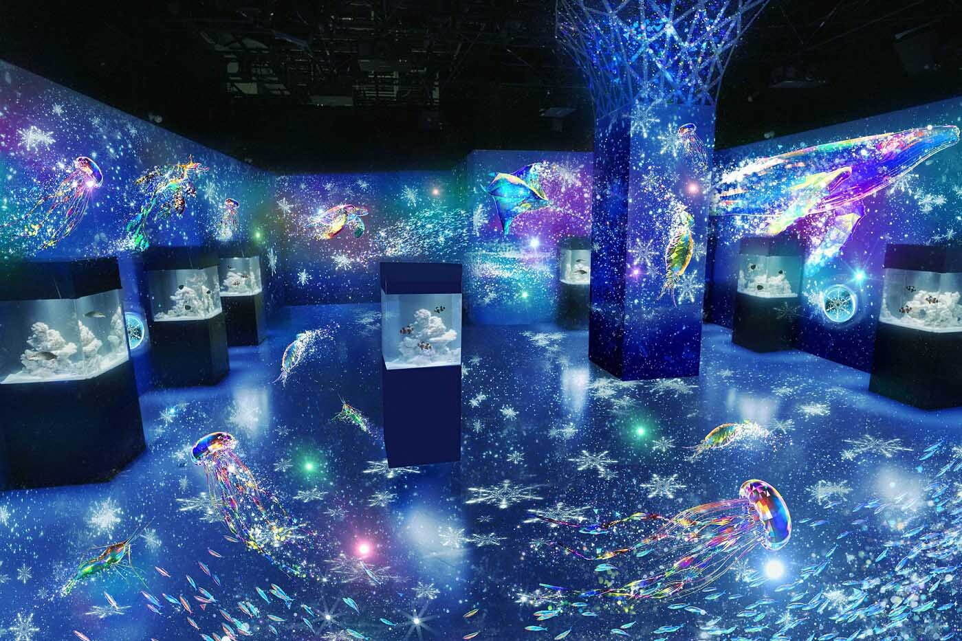 アクアリウム｜マクセル アクアパーク品川「ネイキッド スノーアクアリウム」幻想的な雪景色を楽しむ冬の水族館