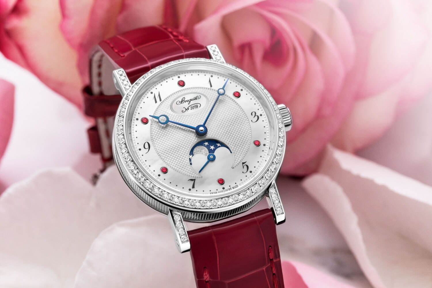 ブレゲのバレンタイン限定腕時計、真っ赤なルビー装飾＆レッドアリゲーターストラップ｜写真4