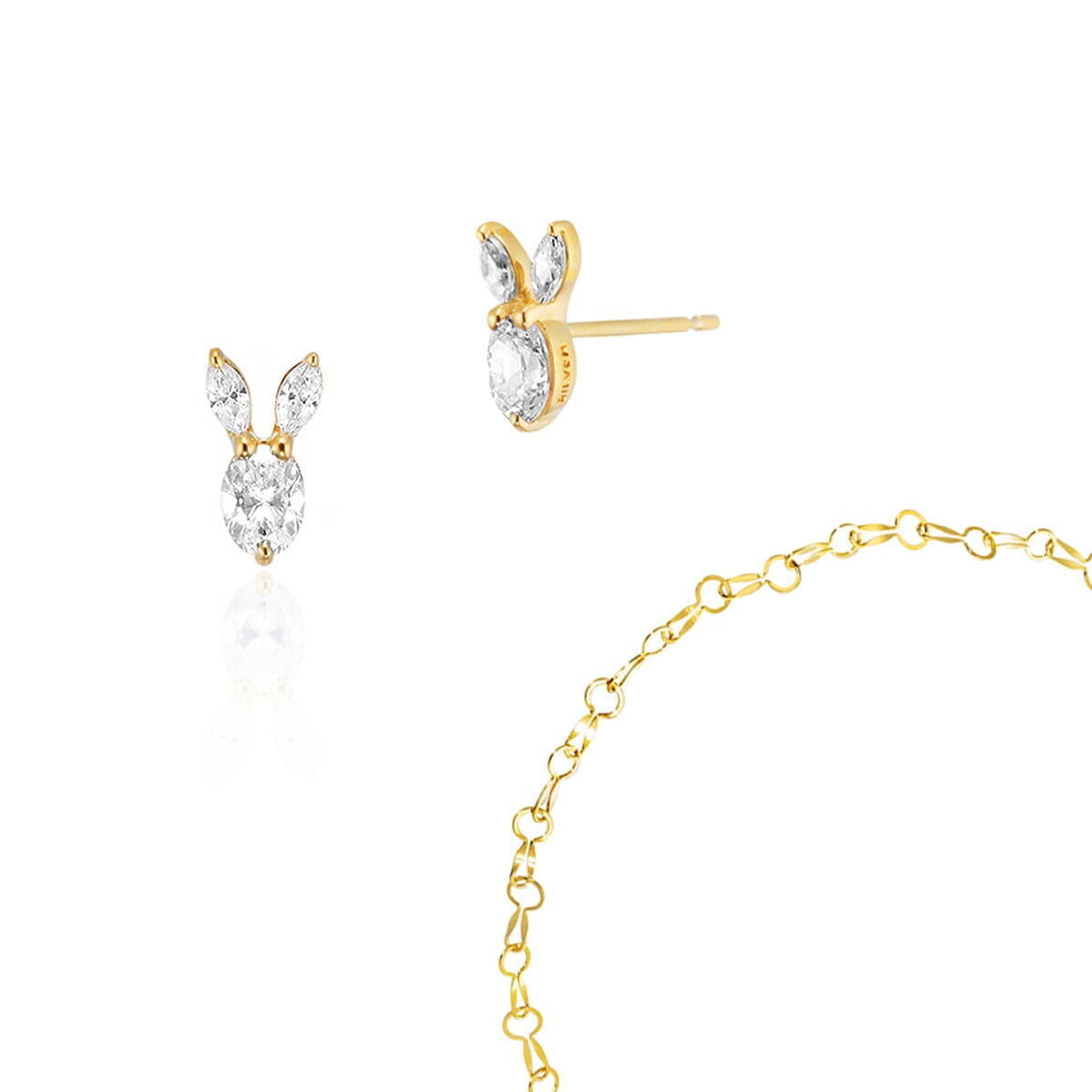 SV(K18YGc) Pierced Earrings & Bracelet set/CZ 17,600円