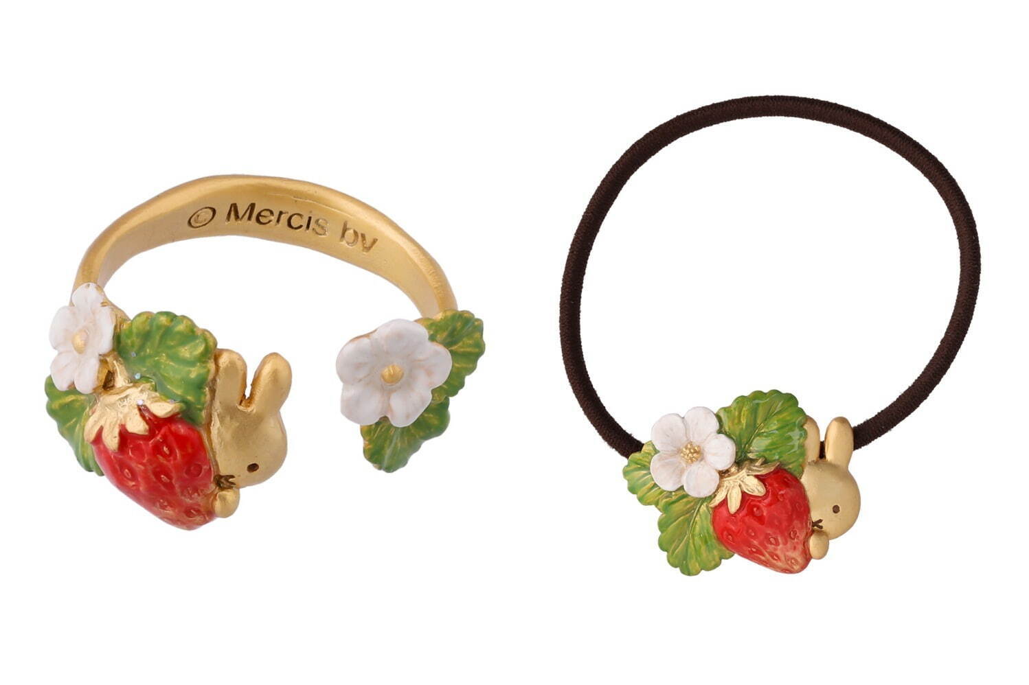 "ミッフィーが顔を出す”苺×花びらの手作りリングやピアス、フラワーミッフィーで発売｜写真5