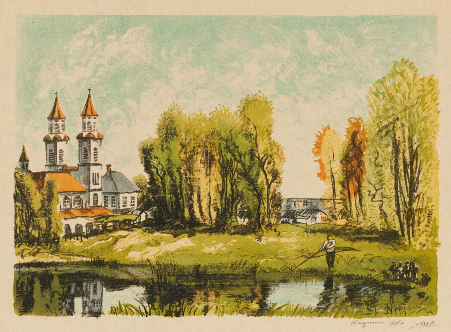 織田一磨 《異人池秋景》 『画集新潟風景』より 1929年 リトグラフ、紙 東京国立近代美術館蔵