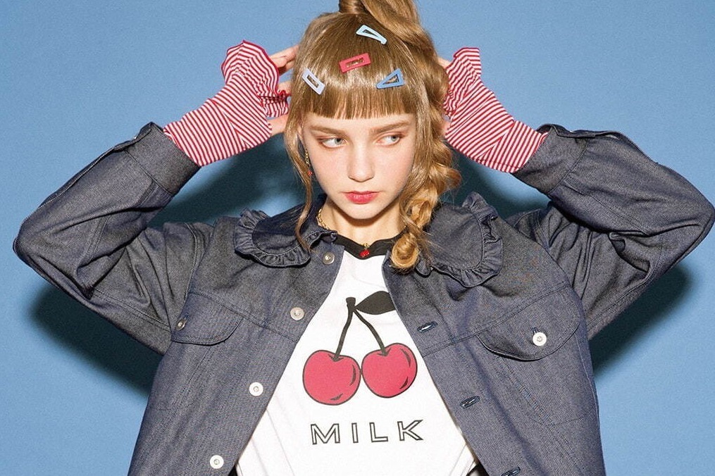 MILK ミルク ギンガムチェック フリルブラウス さくらんぼ