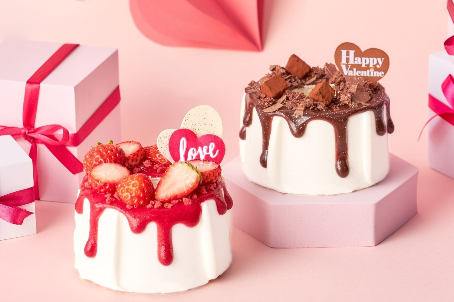 シフォンケーキ｜「マーサー ビス」バレンタイン限定シフォンケーキ、キャラメルチョコ＆ストロベリーの2種セット