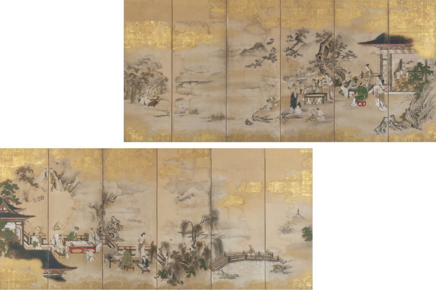 琴棋書画図屏風 六曲一双 江戸時代 相国寺蔵
［II期展示］