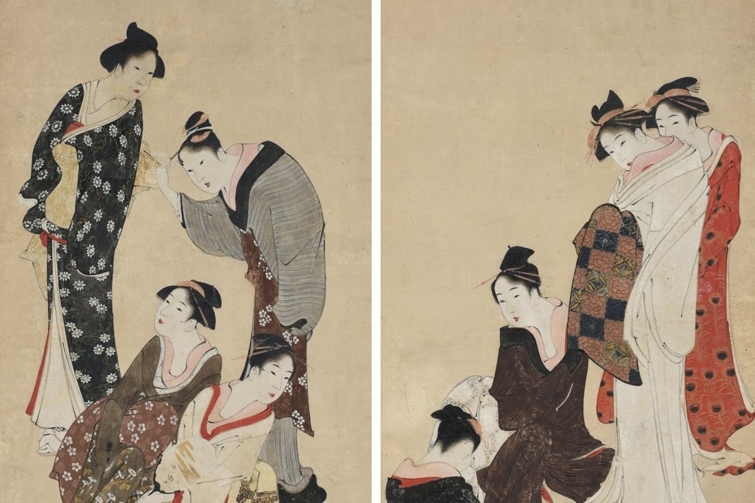 上村松園 「待月」 木版画 美人画 限定350部 額装（若き日の葛飾