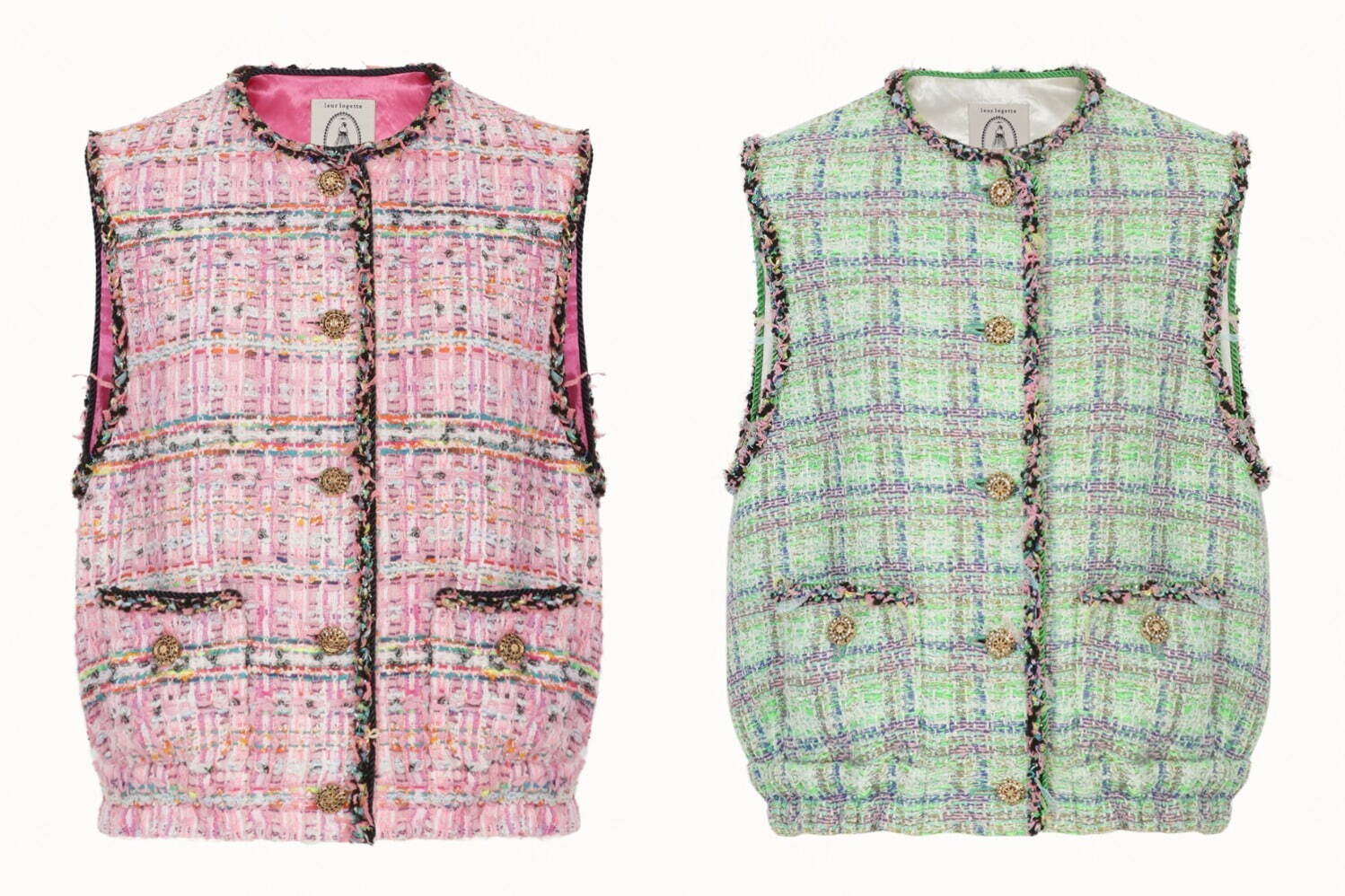 ルール ロジェット23年春夏ツイードジャケット、華やかグリーン＆ピンクのオリジナル素材で｜写真1