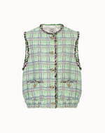 ルール ロジェット23年春夏ツイードジャケット、華やかグリーン＆ピンクのオリジナル素材で｜写真7