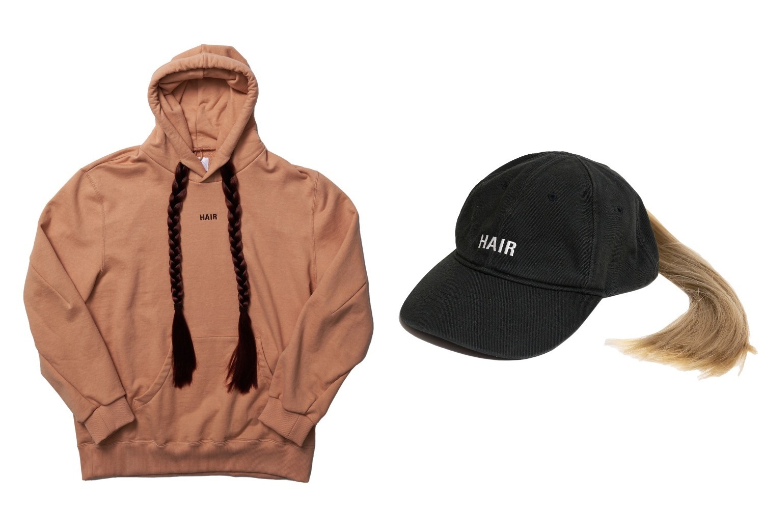 ドーバー ストリート マーケット｜ダブレット“髪が伸びる”新作ウェア、三つ編みストラップのフーディ＆ポニーテール風キャップも