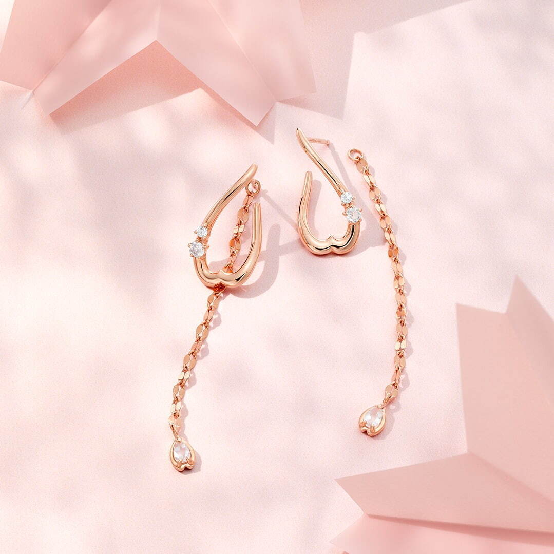 SV(PGc)Pierced Earrings/Rose Quartz/Feldspar/CZ 16,500円