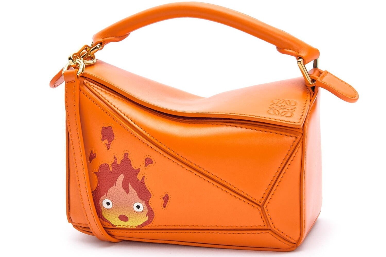 LOEWE ロエベ パズル レザー ミニ 2WAY ハンドバッグ ハウルの動く城 カルシファー ジブリコラボ A510U95X63 ブラウン by