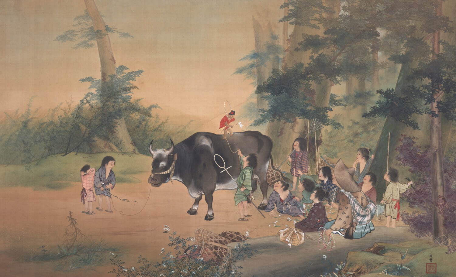 横山大観 《村童観猿翁》 1893年(明治26年)　東京藝術大学蔵