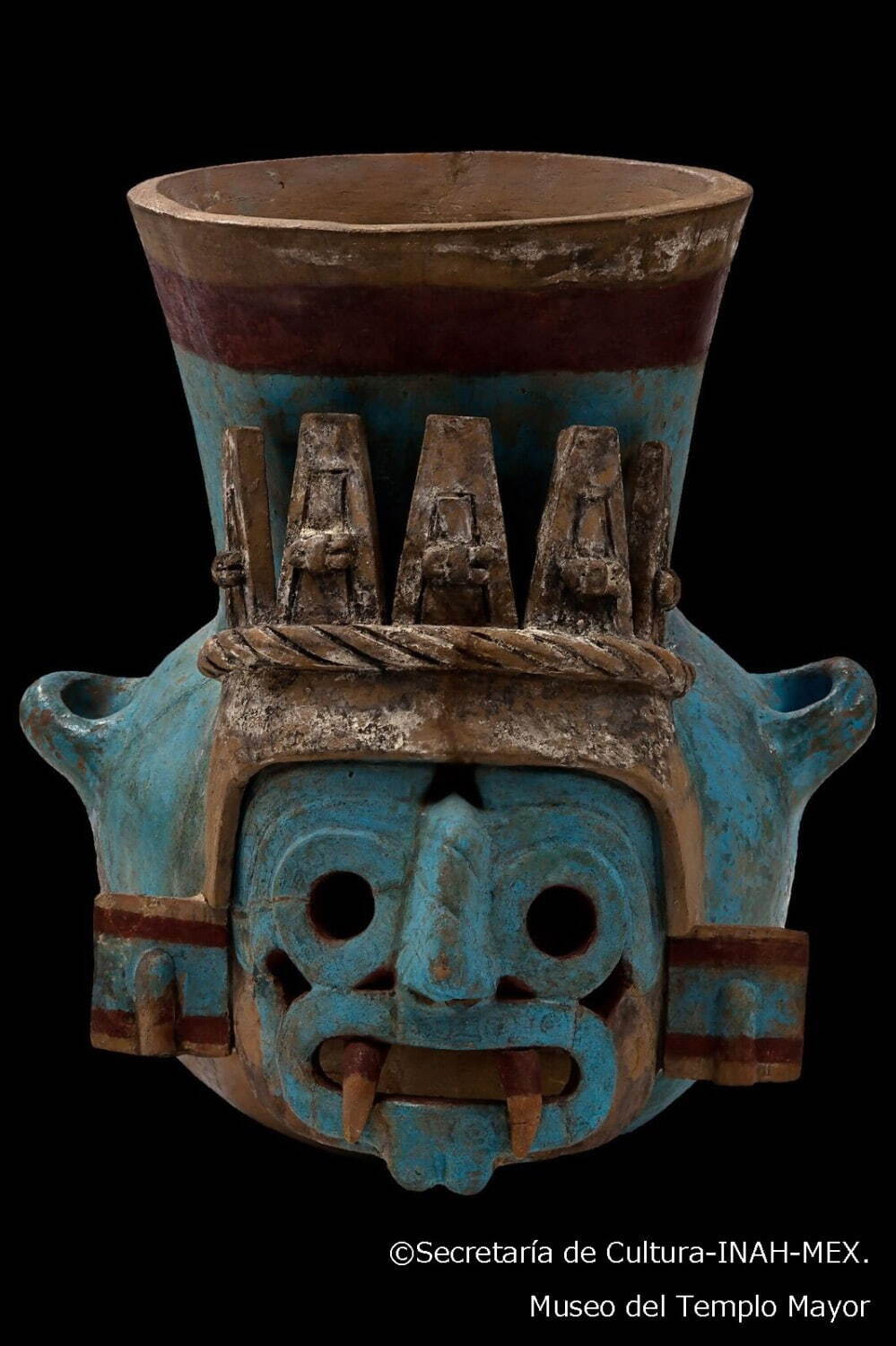 トラロク神の壺
アステカ文明 1440-69年 テンプロ・マヨール、埋納石室56出土
テンプロ・マヨール博物館蔵