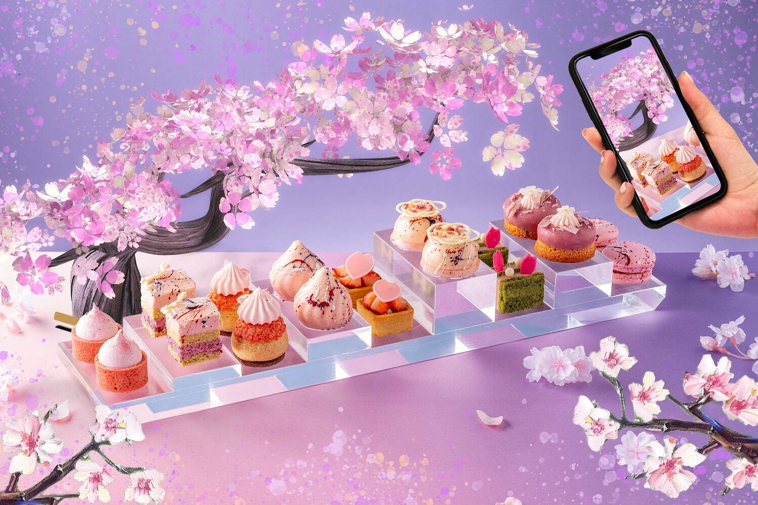 キンプトン新宿東京“桜スイーツ”で楽しむお花見アフタヌーンティー、桜ベリーシューやマカロン｜写真11