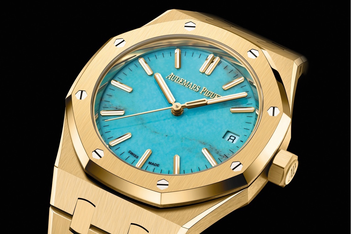 オーデマ ピゲ腕時計「ロイヤル オーク オートマティック」新作、天然ターコイズ×イエローゴールド